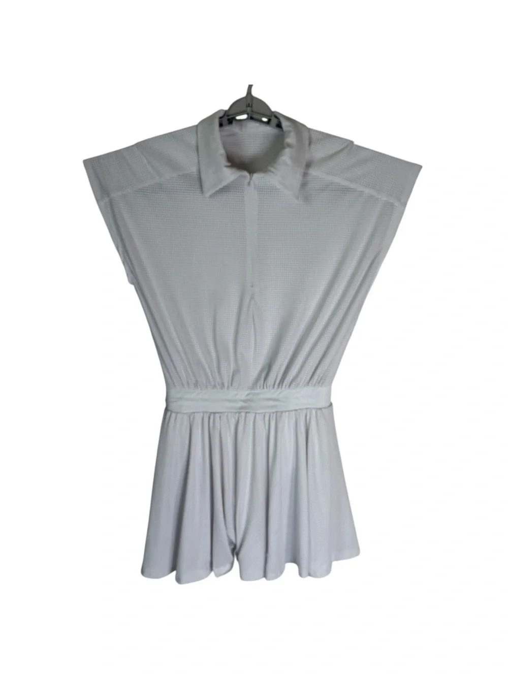 FP Movement by Free People White Short-Sleeve Collared Romper